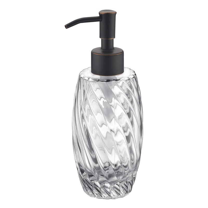 Delle Rosa Countertop Glass Soap Dispenser Oil Rubbed Bronze Clear Glass Bottle Dispenser for Kitchen, Bathroom Essential Oils, Lotions, Liquid Soaps - Image 1